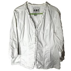 AMI Women’s White Cotton Jacket 1X eyelet cotton ruffle cottagecore prairie